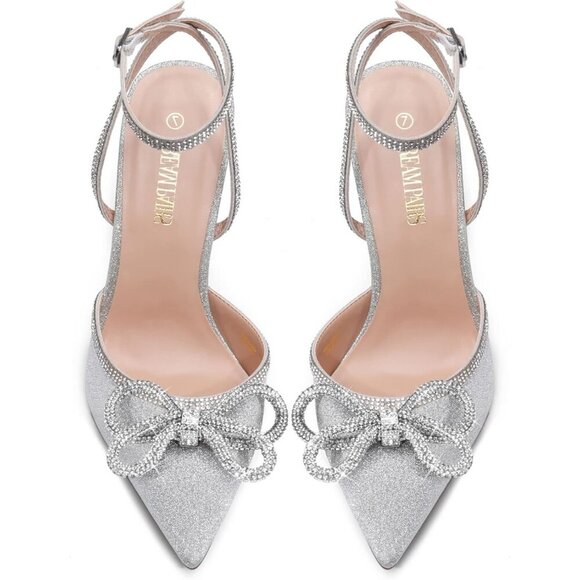 🆕 Women Silver High Heels Destiny Closed Toe Strappy Sexy Party Dress Shoes - Picture 3 of 8